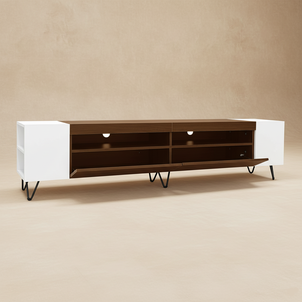 Meuble TV moderne blanc et bois