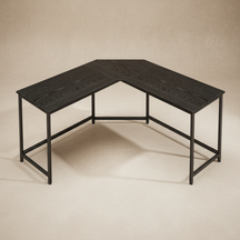 Bureau d’angle noir industriel compact