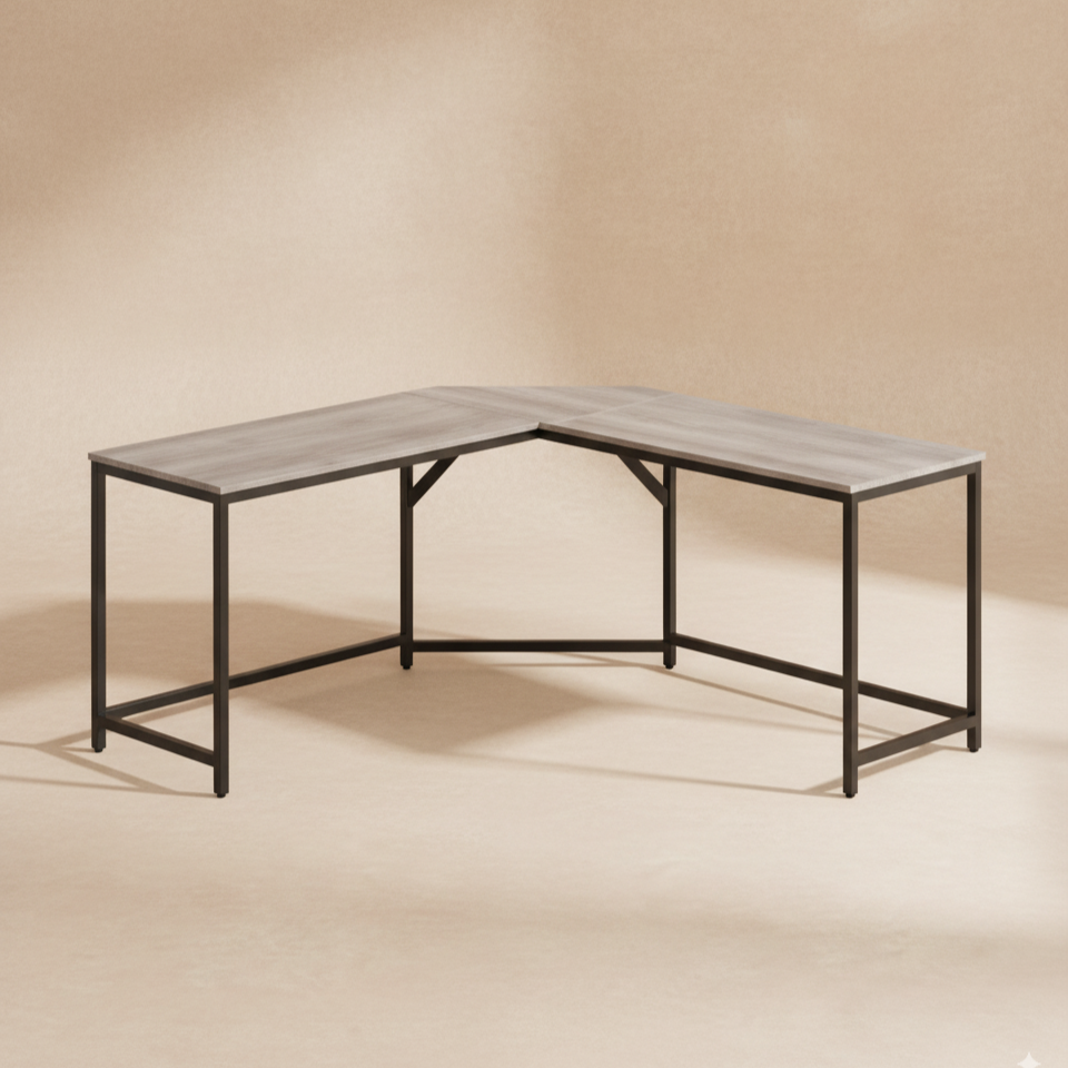 Bureau d’angle noir industriel compact