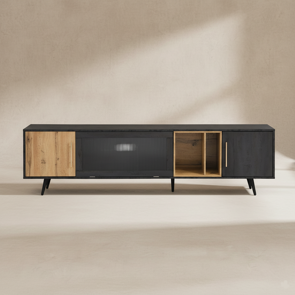 Meuble TV moderne bois et gris