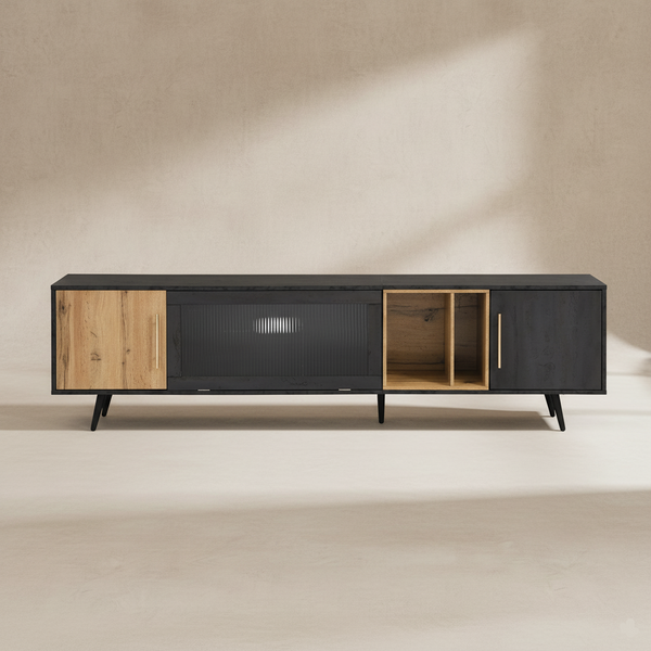 Meuble TV moderne bois et gris