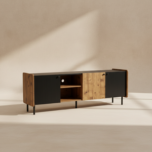 Meuble TV bois noir design