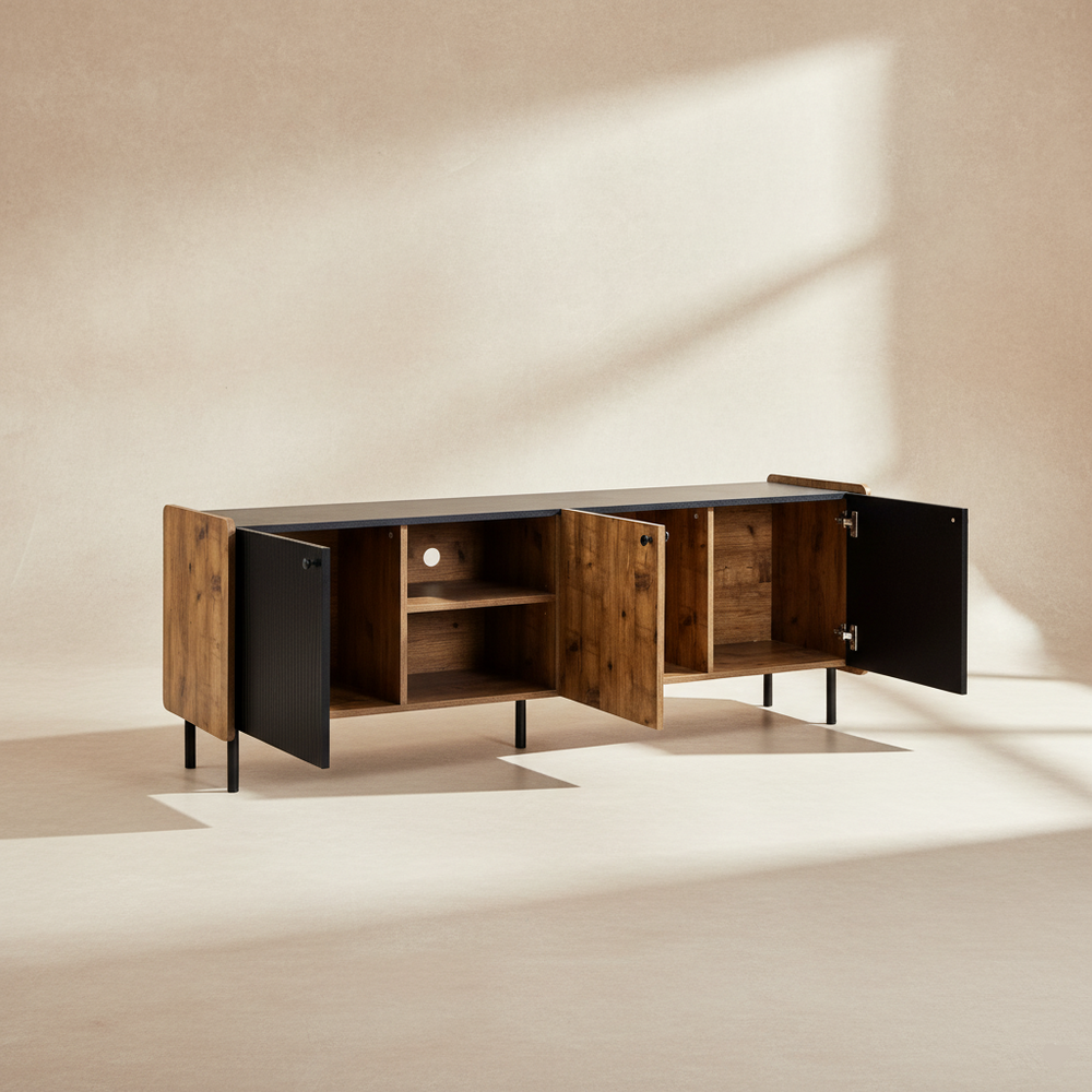 Meuble TV bois noir design