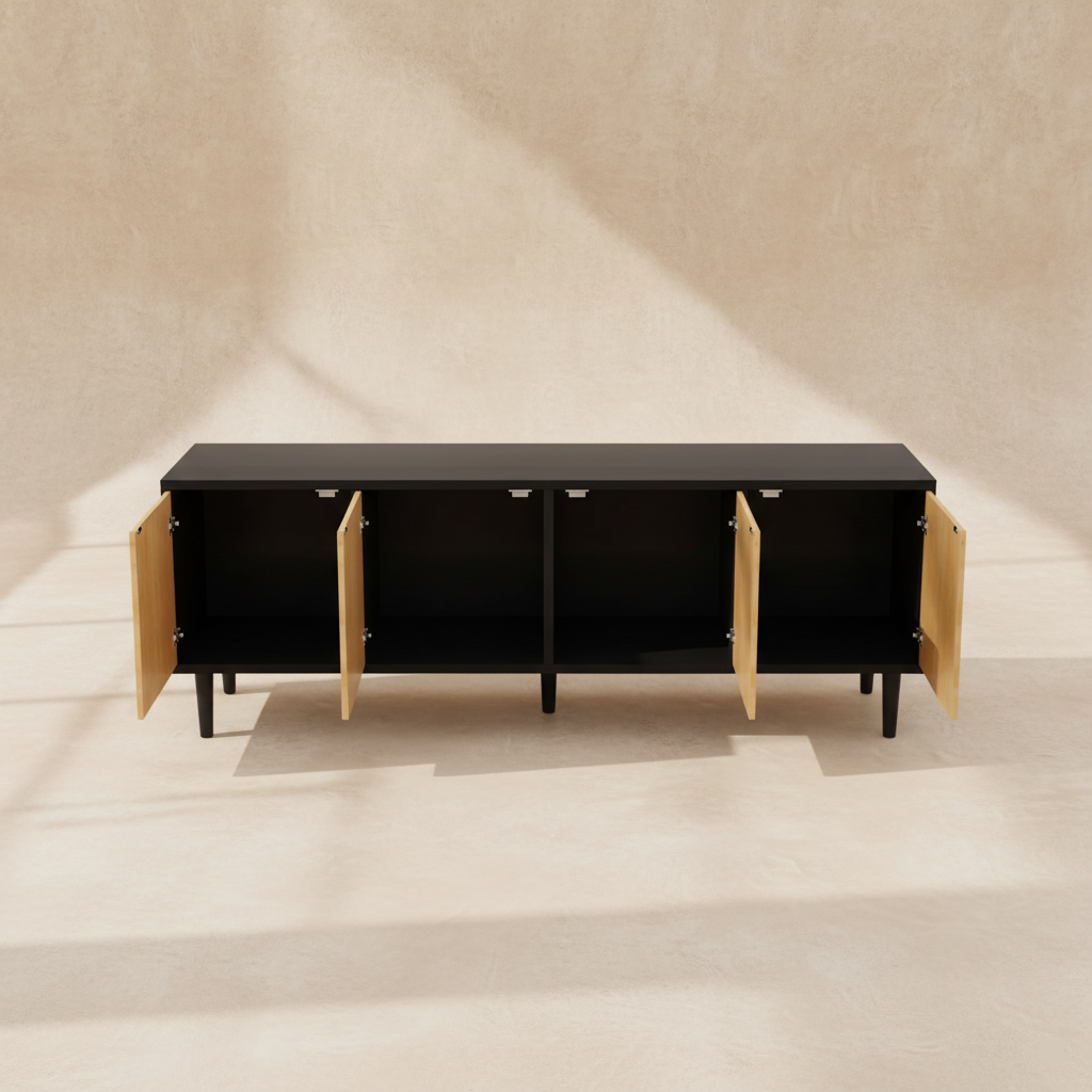 Meuble TV bois graphique noir