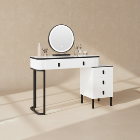 Coiffeuse blanche moderne avec miroir LED