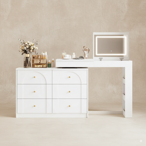 Coiffeuse blanche rotative avec LED