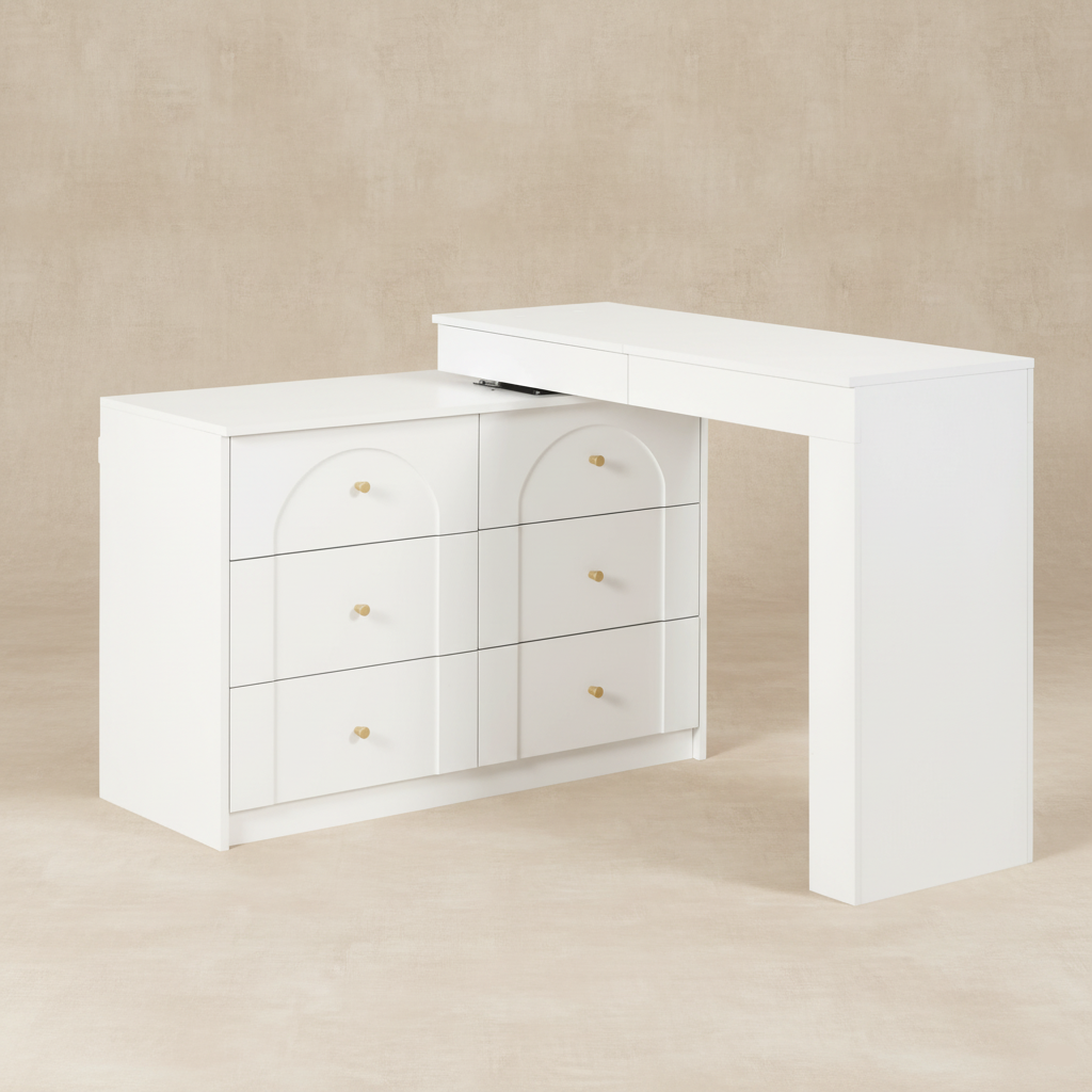 Coiffeuse blanche rotative avec LED