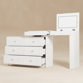 Coiffeuse blanche rotative avec LED