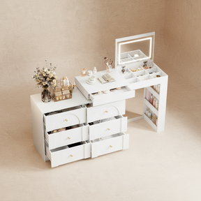 Coiffeuse blanche rotative avec LED