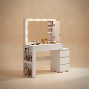 Coiffeuse blanche éclairage intégré design