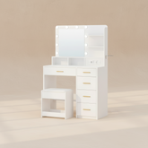 Coiffeuse blanche LED tiroirs design