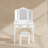 Coiffeuse bois blanc miroir vintage