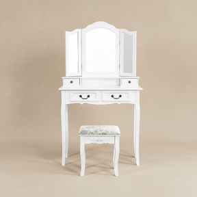 Coiffeuse bois blanc miroir vintage