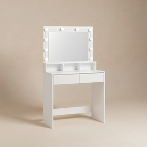 Coiffeuse blanche miroir LED moderne
