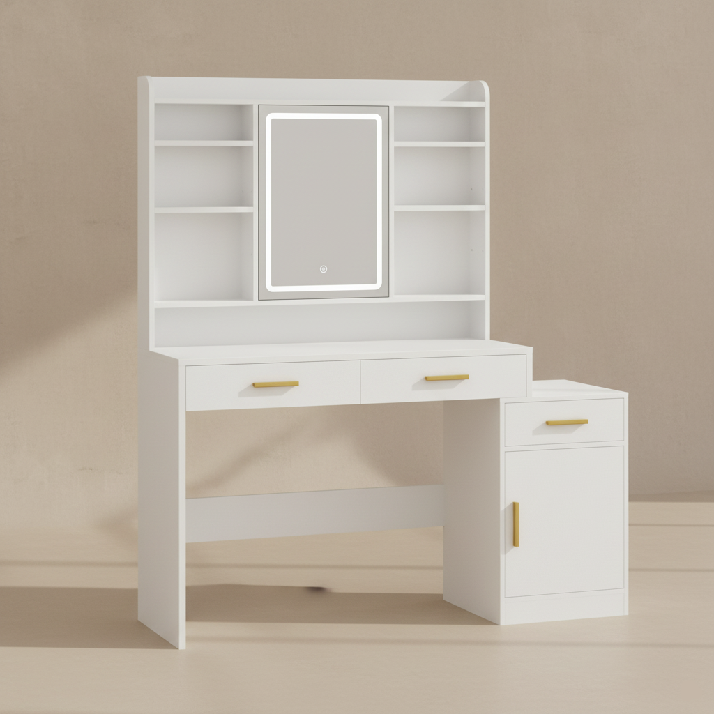 Coiffeuse blanche moderne avec LED