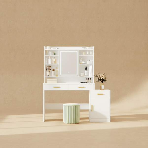 Coiffeuse blanche moderne avec LED