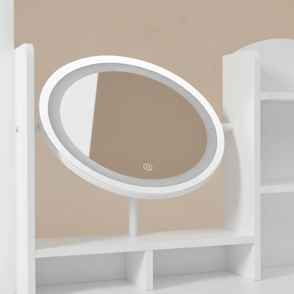 Coiffeuse 4-en-1 LED avec miroirs