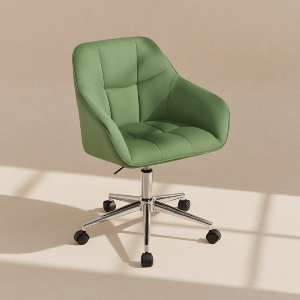 Chaise de bureau velours vert pivotante