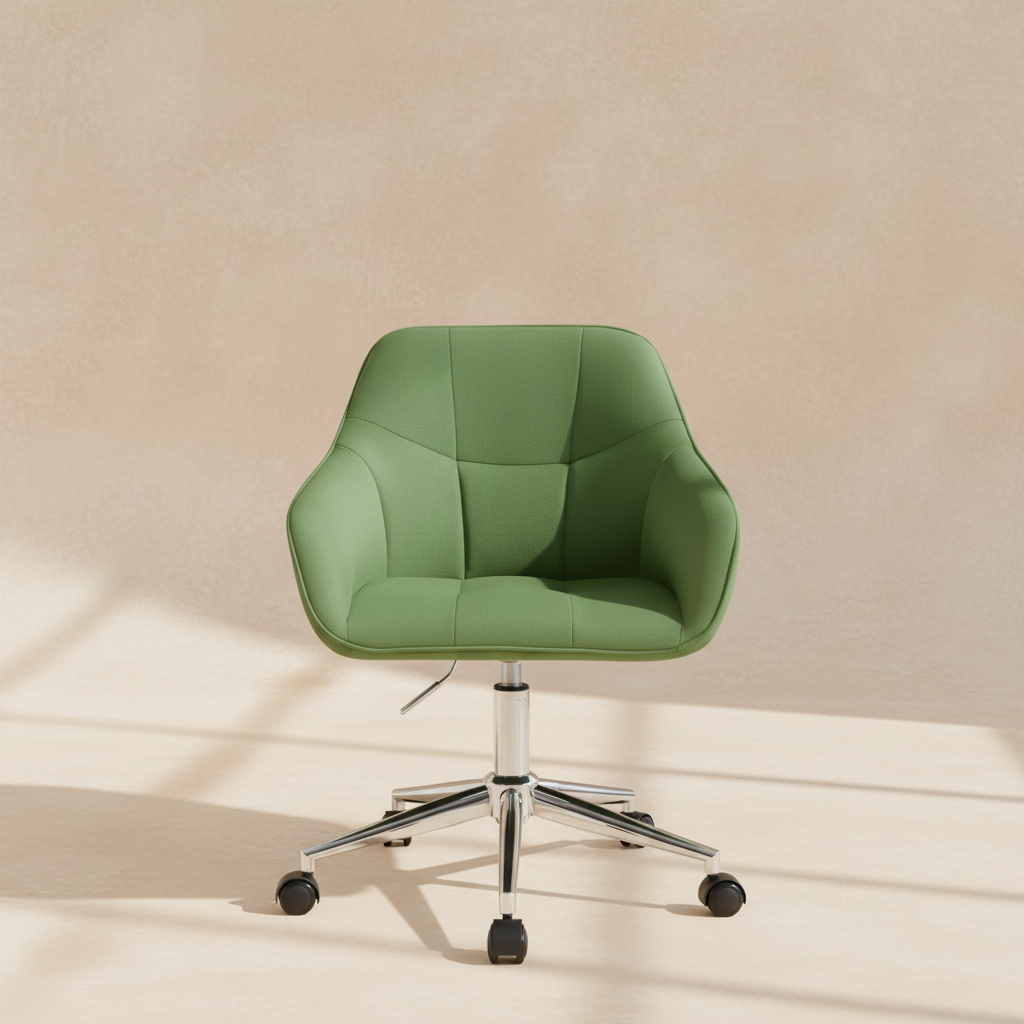 Chaise de bureau velours vert pivotante