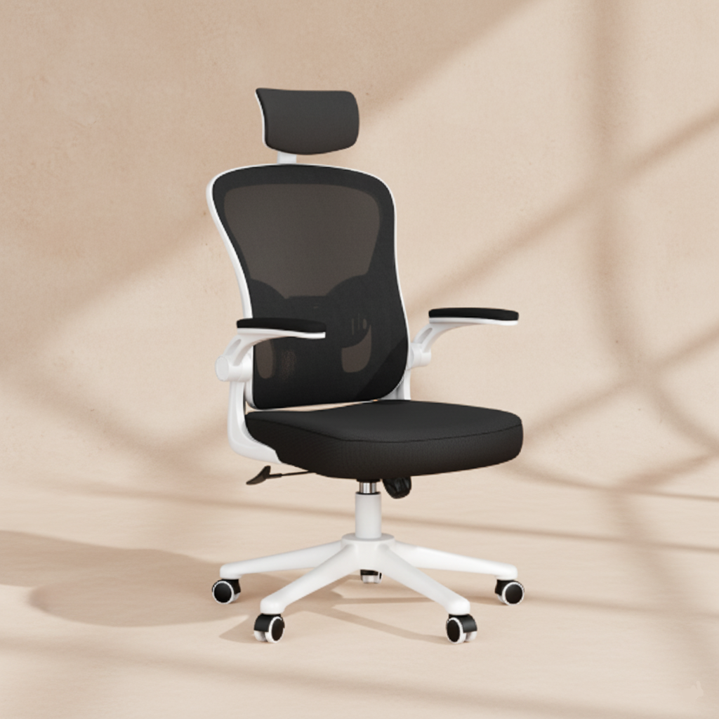 Chaise de bureau ergonomique noire blanche