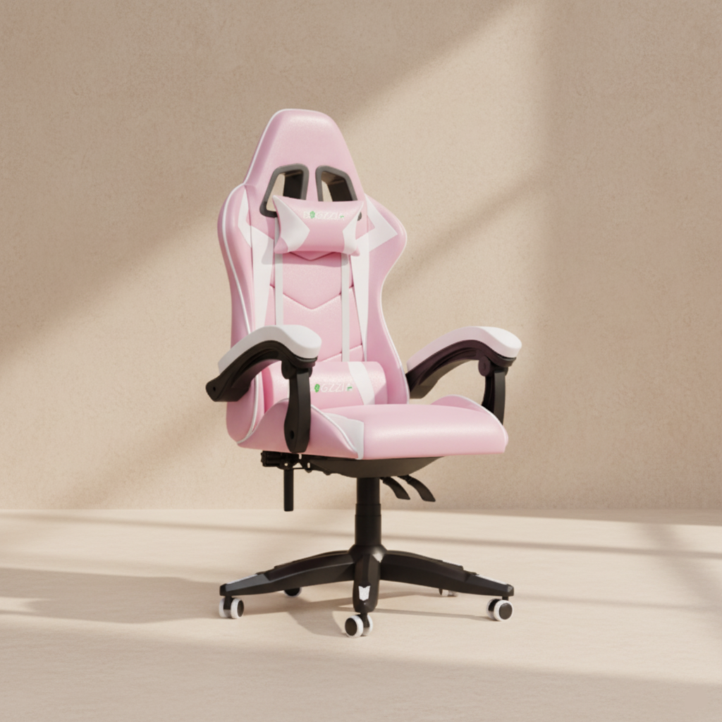 Chaise gaming ergonomique rose