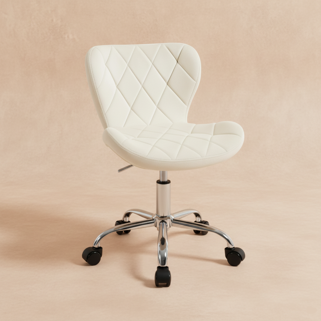 Chaise de bureau velours blanc réglable