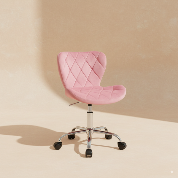 Chaise de bureau velours blanc réglable