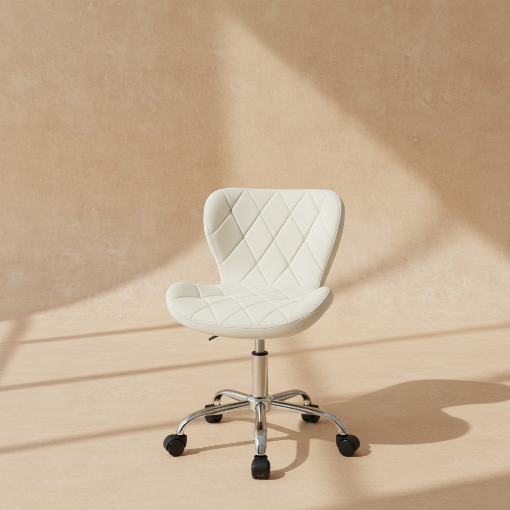 Chaise de bureau velours blanc réglable