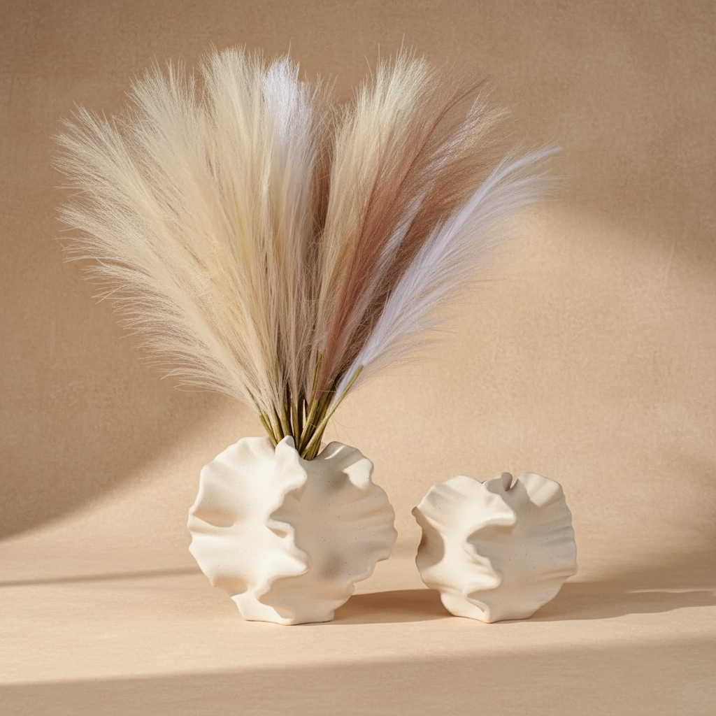 Vase en céramique design corail beige