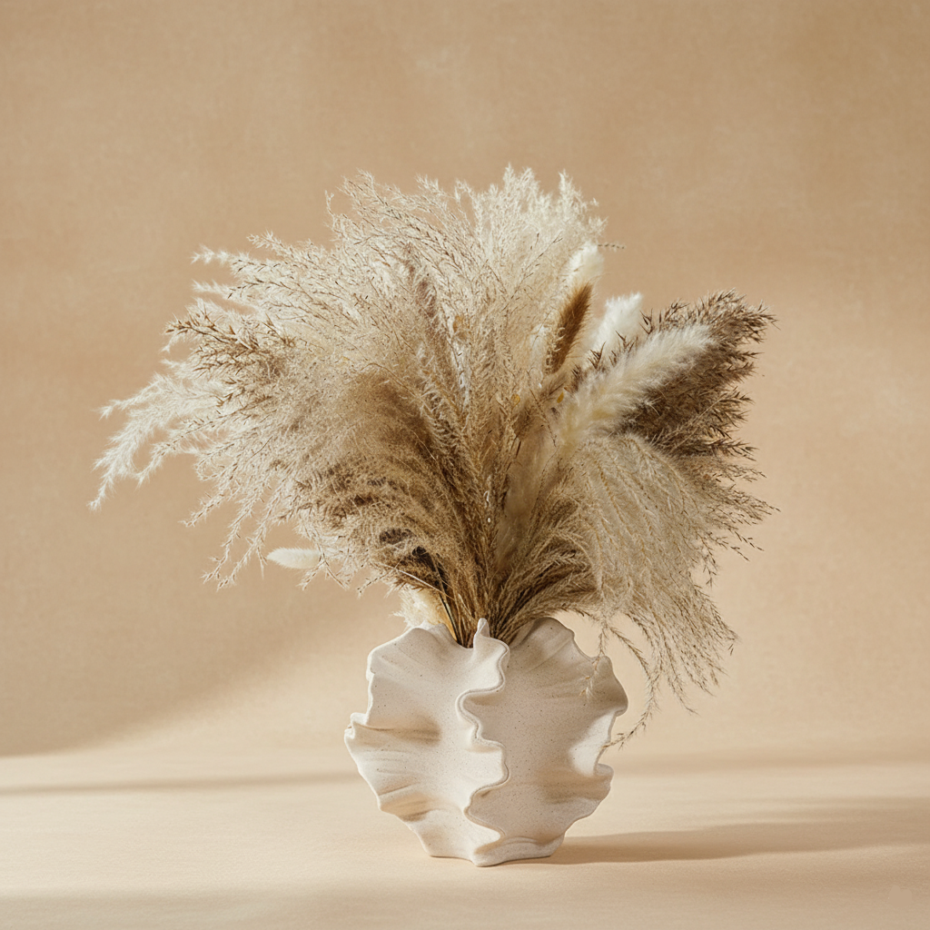 Vase en céramique design corail beige