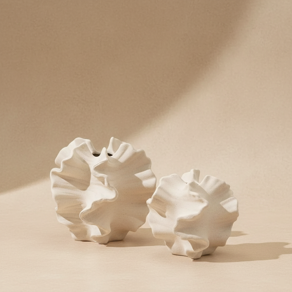 Vase en céramique design corail beige