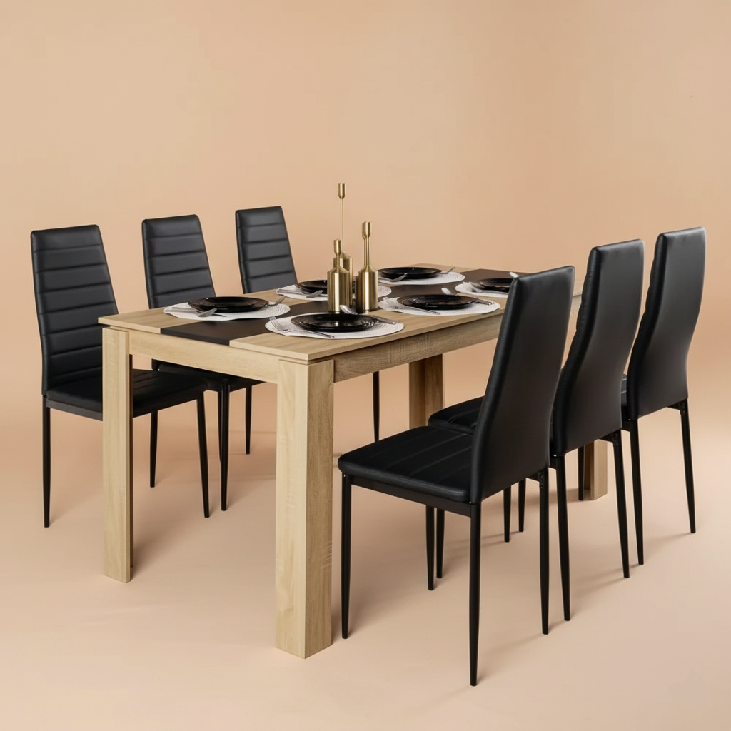 Table à manger scandinave chêne noir