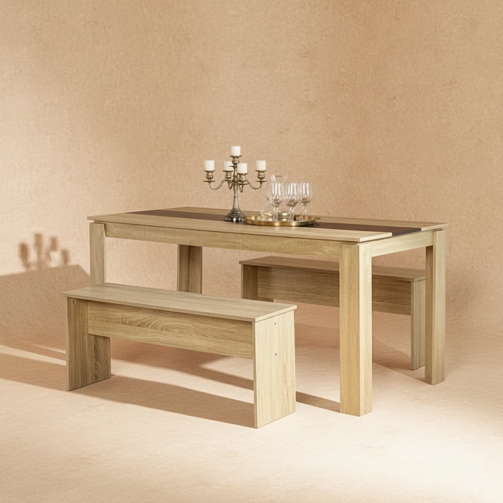 Table à manger scandinave chêne noir