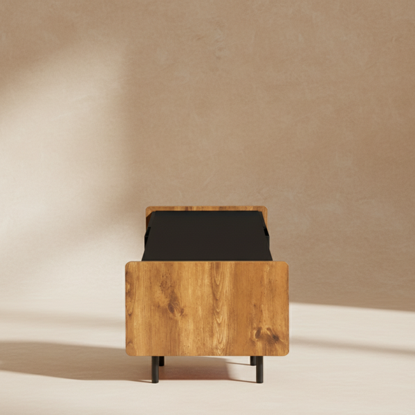 Table basse bois et noir design