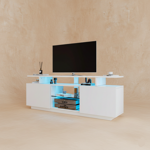 Meuble TV scandinave blanc LED