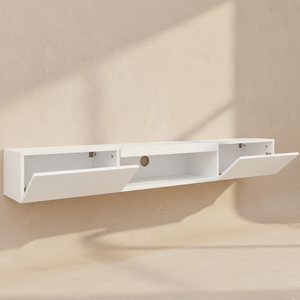 Meuble TV mural blanc LED