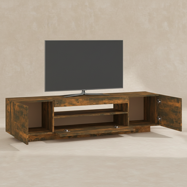 Meuble TV chêne fumé LED intégré