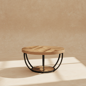 Table basse ronde bois et métal design