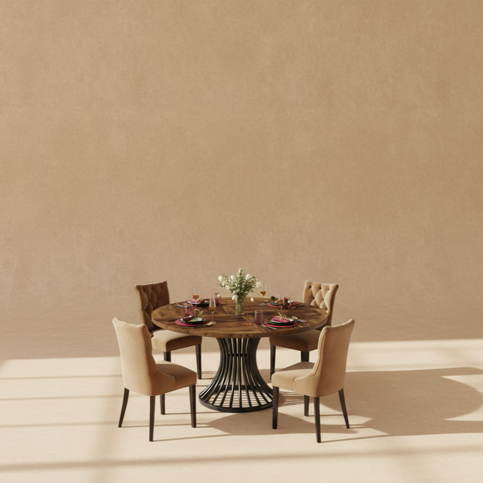 Table à manger ronde bois industriel