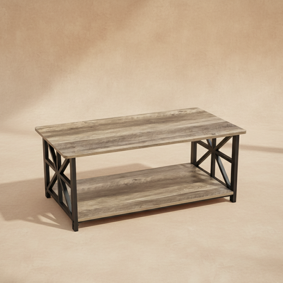 Table basse rectangulaire grise métal