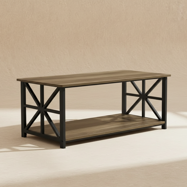 Table basse rectangulaire grise métal