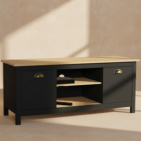 Meuble TV bois noir campagne