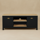 Meuble TV bois noir campagne