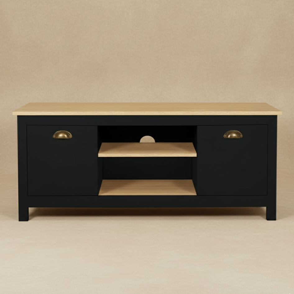 Meuble TV bois noir campagne