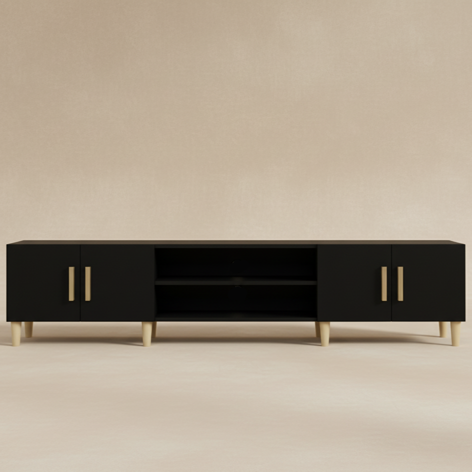 Meuble TV moderne noir 180 cm