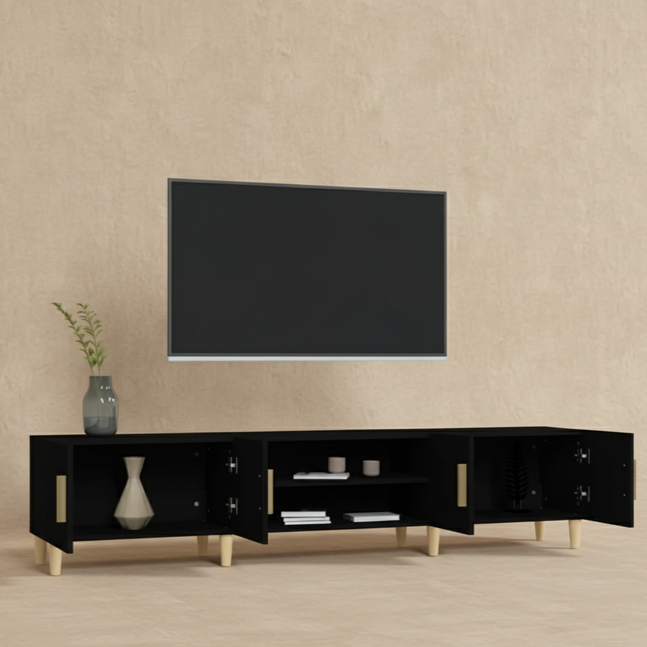 Meuble TV moderne noir 180 cm