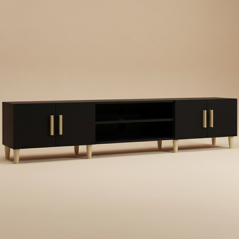 Meuble TV moderne noir 180 cm