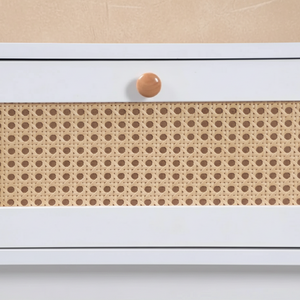 Table basse rotin bois blanc