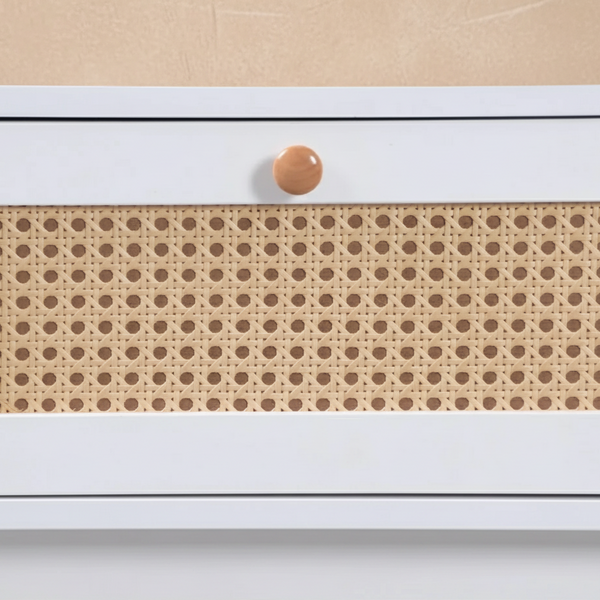 Table basse rotin bois blanc
