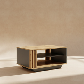 Table basse moderne bois et anthracite